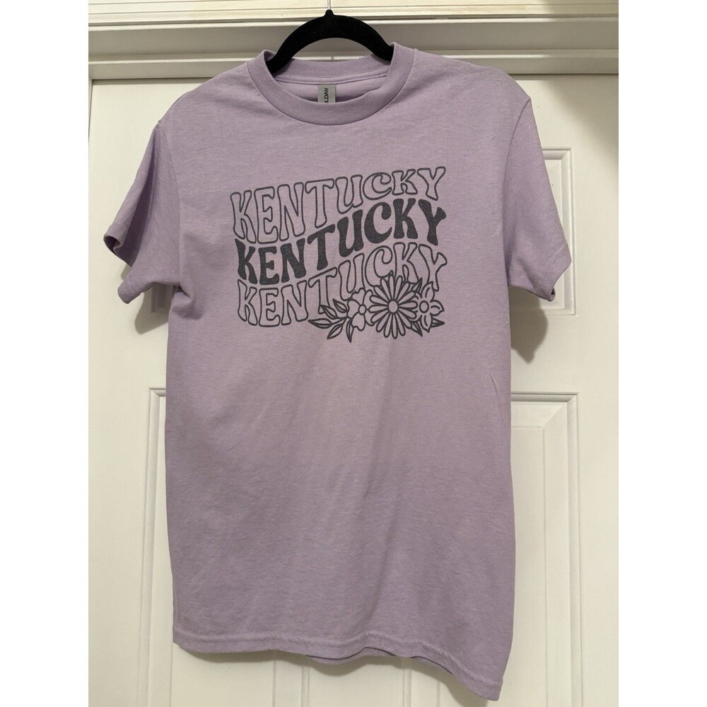 Kentucky Graphic Print T-Shirt Purple Women Size S Gildan Dry Blend Retro